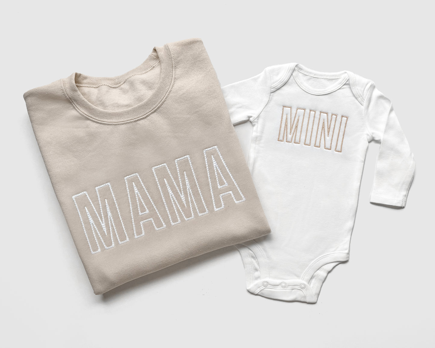 Neutral Embroidered Custom Mother Daughter Matching Sweatshirts