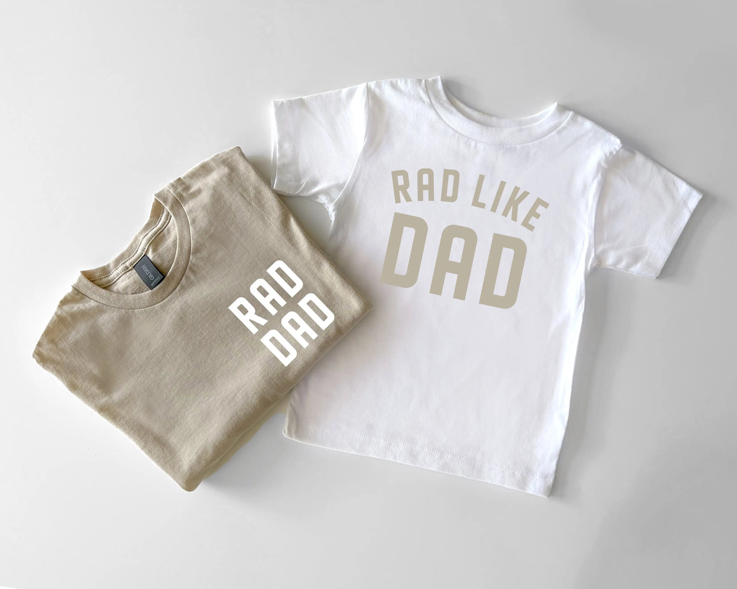 rad dad rad like dad neutral baby onesies bodysuits t shirts matching daddy and me dad and son or daughter twinning beige black white