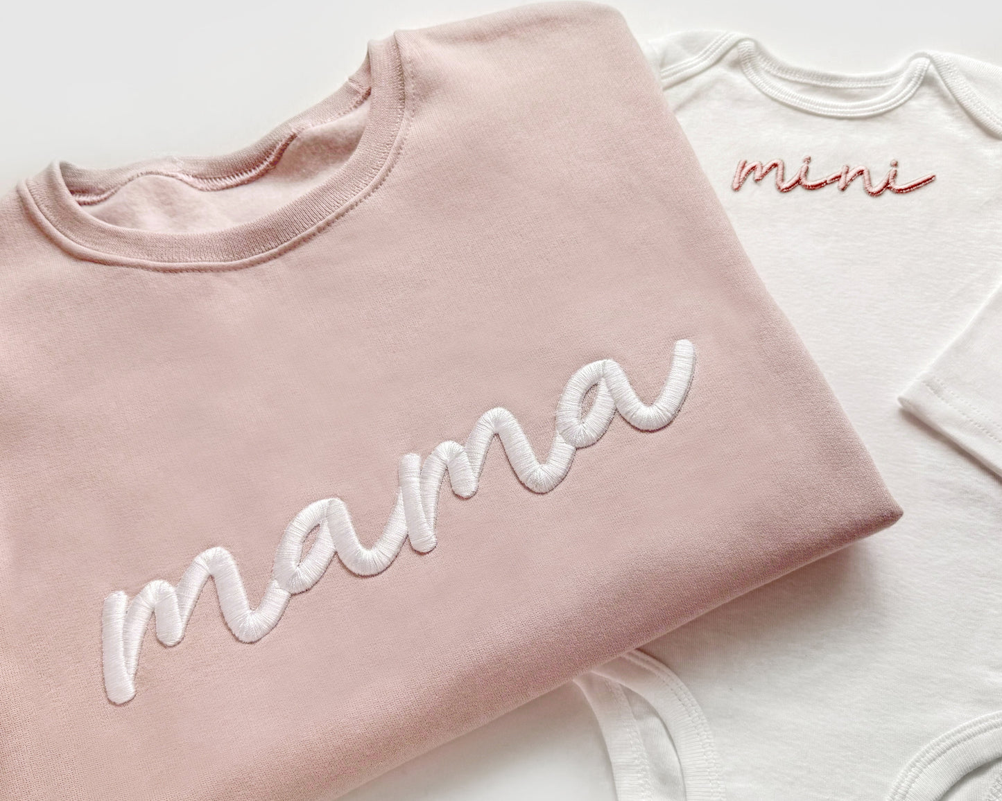 blush pink mama and mini matching mother daughter matching sweatshirts, onesies , bubble rompers and toddler sweatshirts gift for new moms