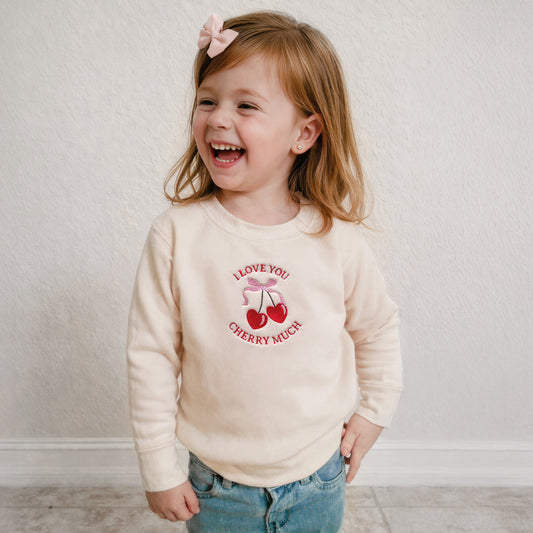 "I Love You Cherry Much" Embroidered Matching Sweatshirts and Baby Outfits