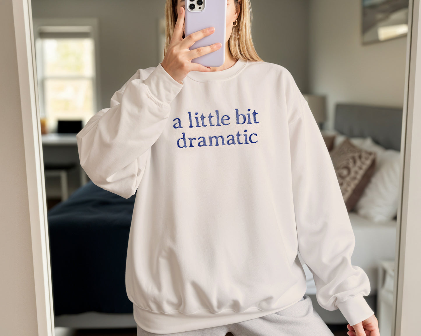 Embroidered "A Little Bit Dramatic" Mother Daughter Matching Outfits Mommy and Me Set Newborn Gift Funny Mom Shirt