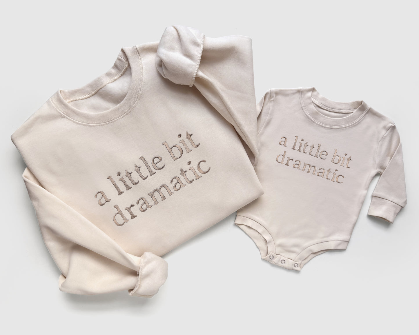 Embroidered "A Little Bit Dramatic" Mother Daughter Matching Outfits Mommy and Me Set Newborn Gift Funny Mom Shirt