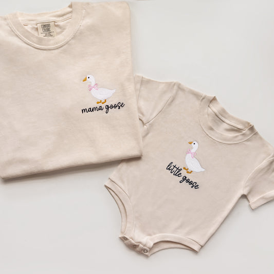 Mama Goose & Little Goose Matching Embroidered Shirts