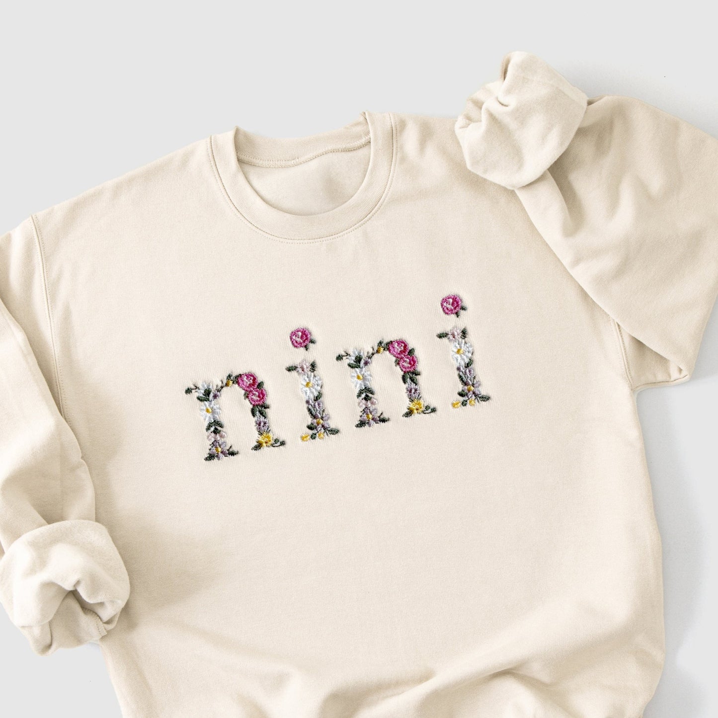 floral flower embroidered embroidery grandma grandmother nana sweatshirt crewneck pullover custom personalized grandma birthday gift