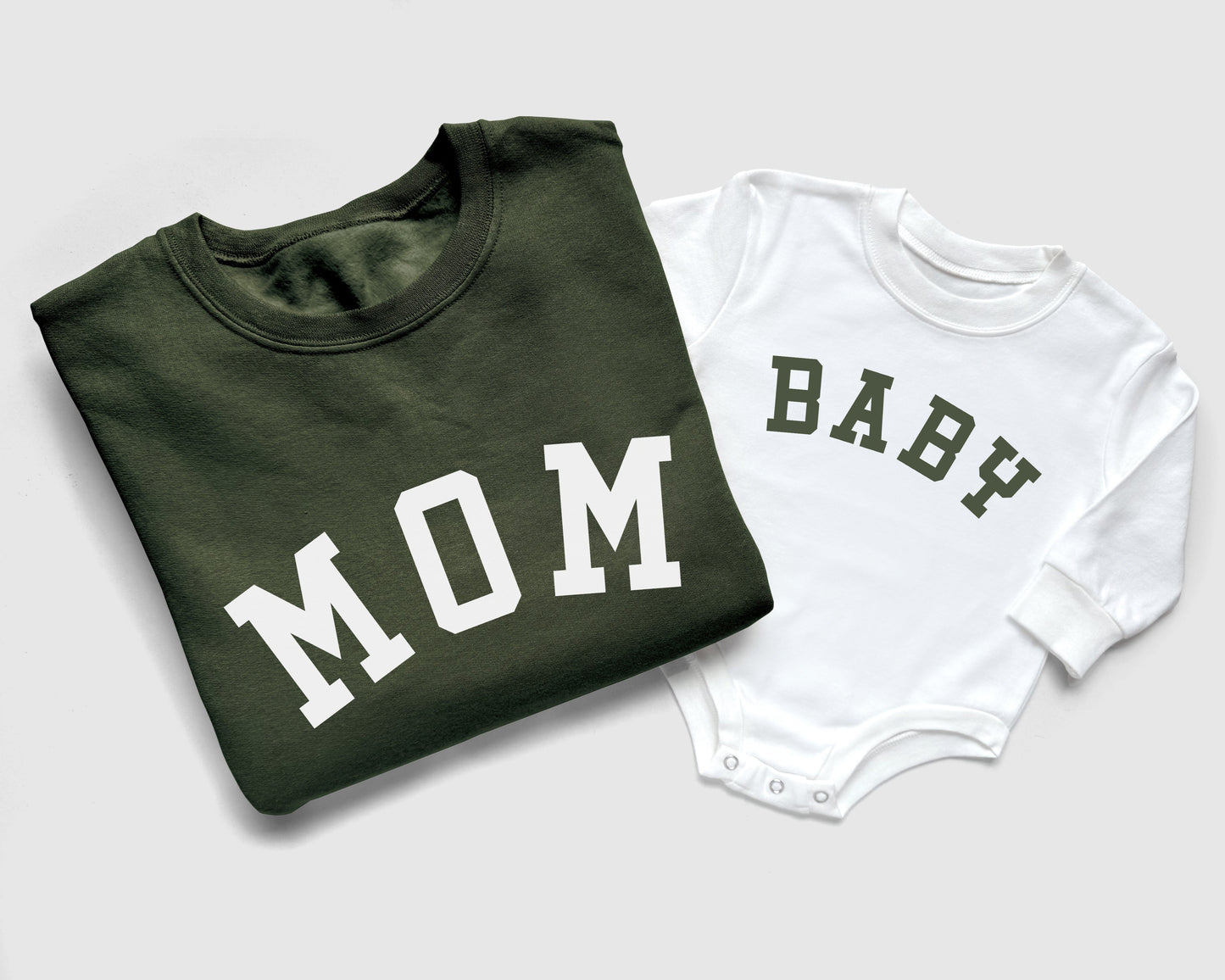 Army Green Family Matching Sweatshirts and Baby Bodysuits and Bubbles for coming home from the hospital outfits