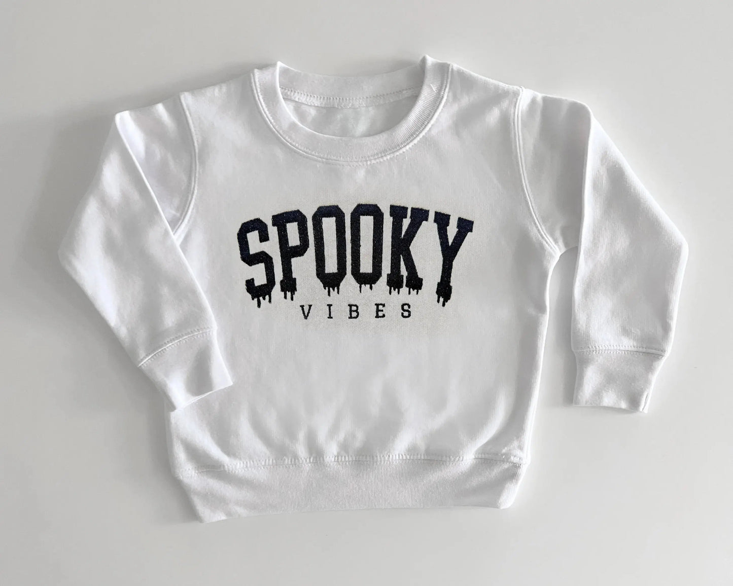 spooky vibes embroidered halloween sweatshirts for mom and baby in white