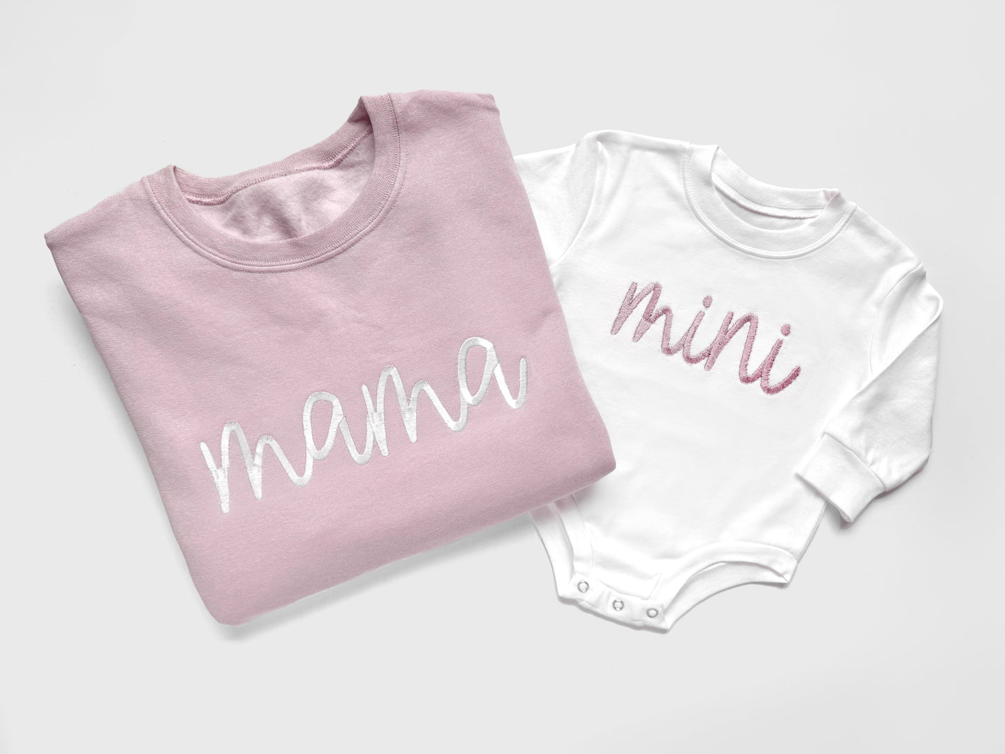 mother daughter matching sweatshirts mommy and me pink sweatshirts mama's bestie on model