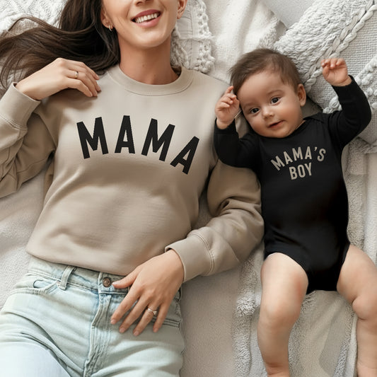 mama mama's boy mother son matching outfits, coming home from the hospital outfits, mommy and me christmas outfits, mommy newborn matching, new mom gift,  mother sweatshirt