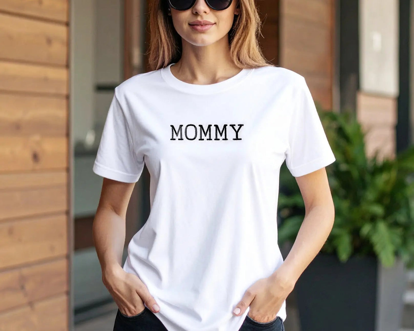 Neutral Embroidered Family Shirts With Custom Mom, Dad and Mini Lettering Summer & Bash