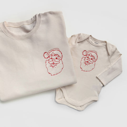 Retro Santa Embroidered Christmas Sweatshirts