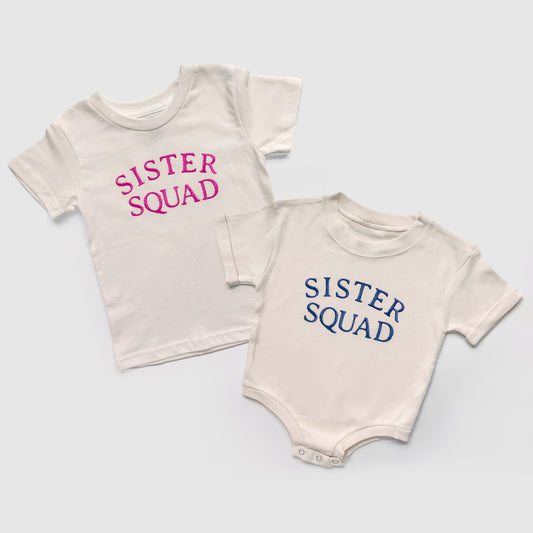 custom personalized sister squad sister matching embroidered shirts for sibling matching sister coordinating onesies big sister shirt