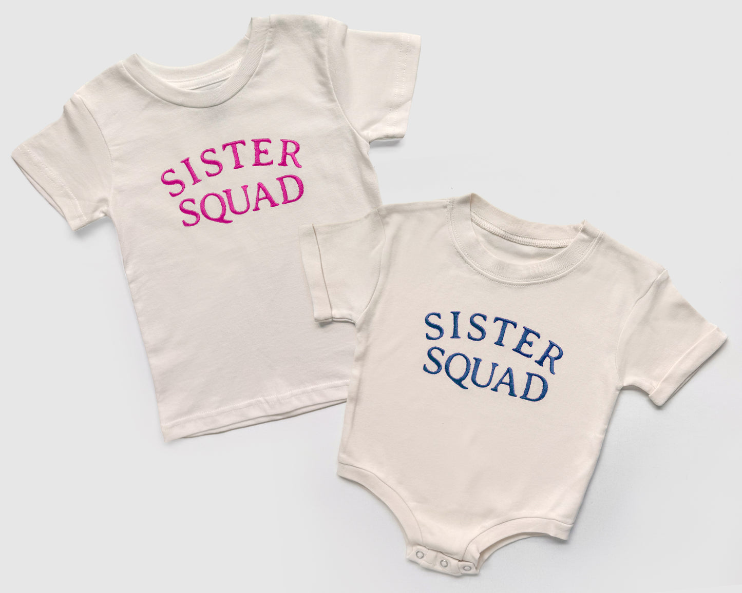 custom personalized sister squad sister matching embroidered shirts for sibling matching sister coordinating onesies big sister shirt
