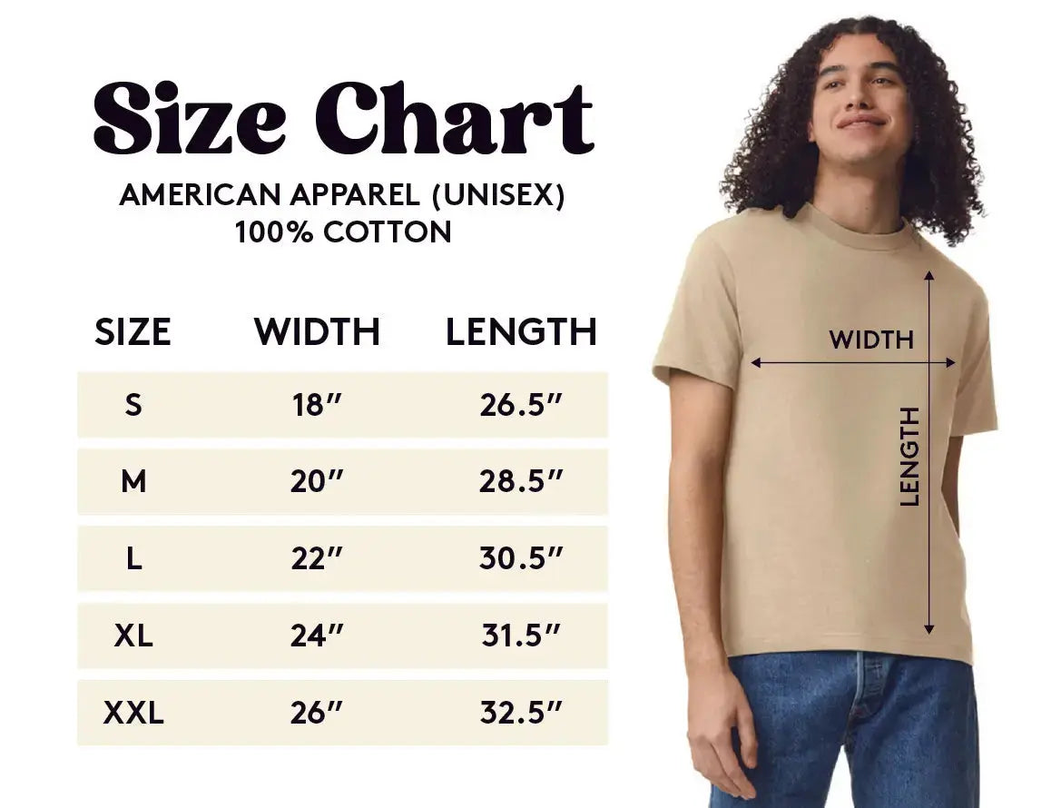 american apparel size chart for dad life shirt