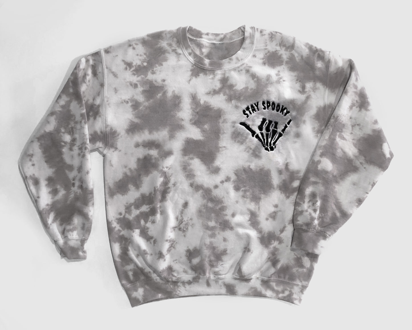 stay spooky gray embroidered tie dye halloween sweatshirt halloween crewneck in mom and baby matching