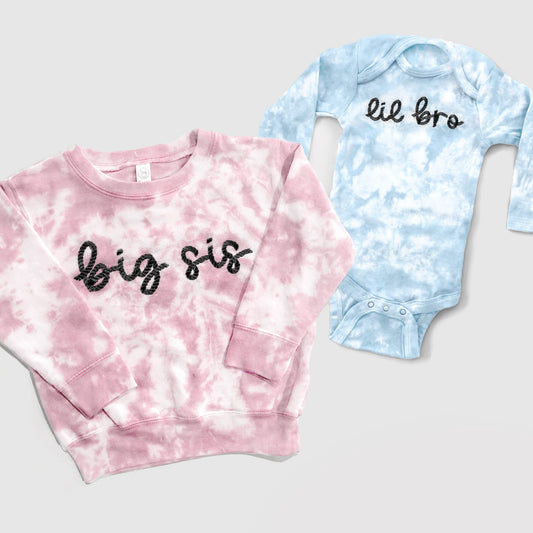 big sister little sister matching sibling outfits big sis lil bro lil sis sweatshirt in pink and blue