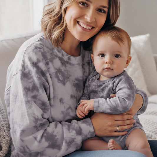 Matching Tie Dye Sweatshirts and Baby Bodysuits