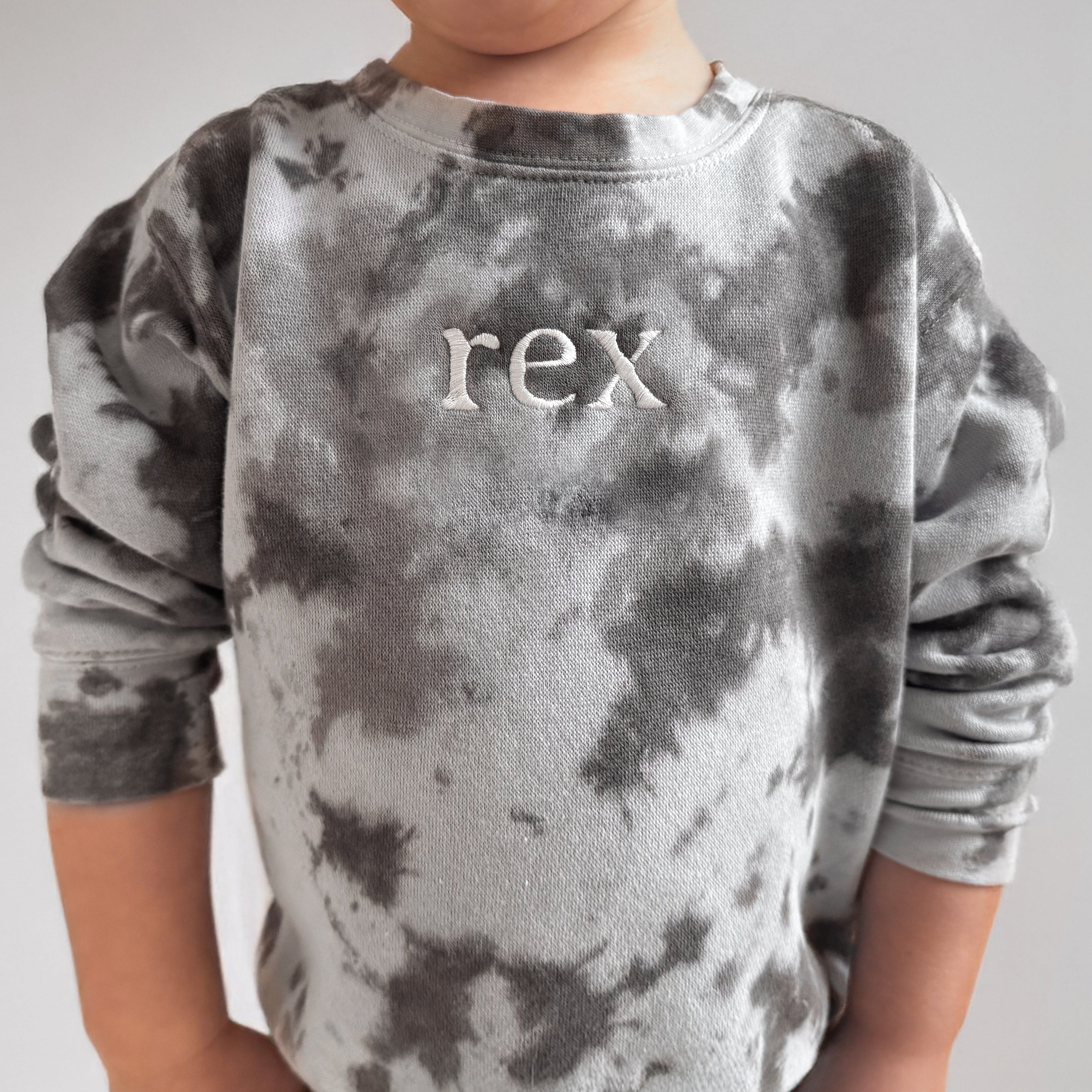 Custom Tie-Dye Kids Sweatshirt with Personalized Name Embroidery