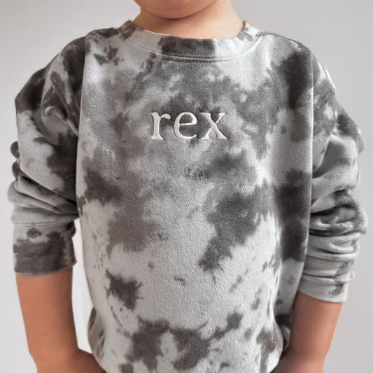Custom Tie-Dye Kids Sweatshirt with Personalized Name Embroidery