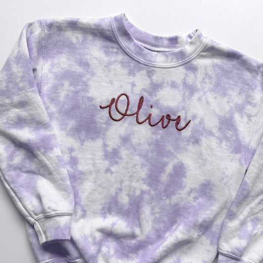 Custom Tie-Dye Kids Sweatshirt with Personalized Name Embroidery