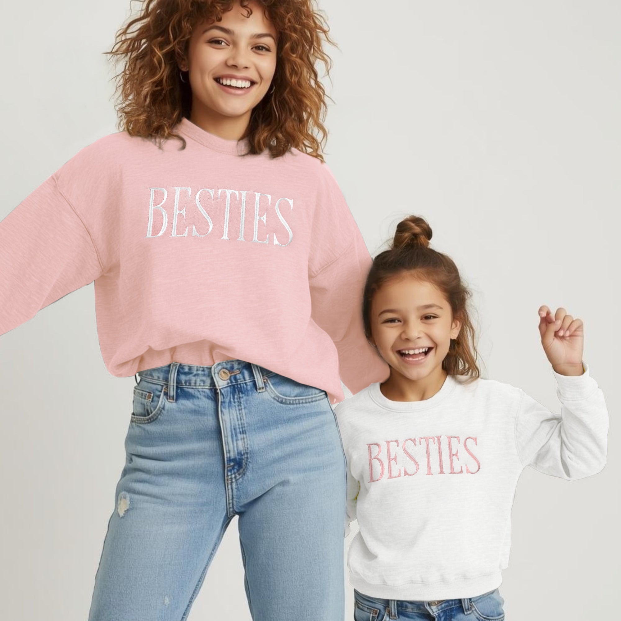 Besties Embroidered Matching Sweatshirts and Baby Outfits