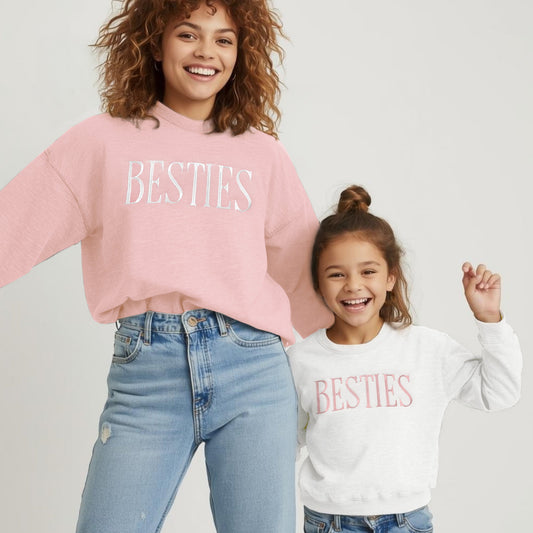 Besties Embroidered Matching Sweatshirts and Baby Outfits