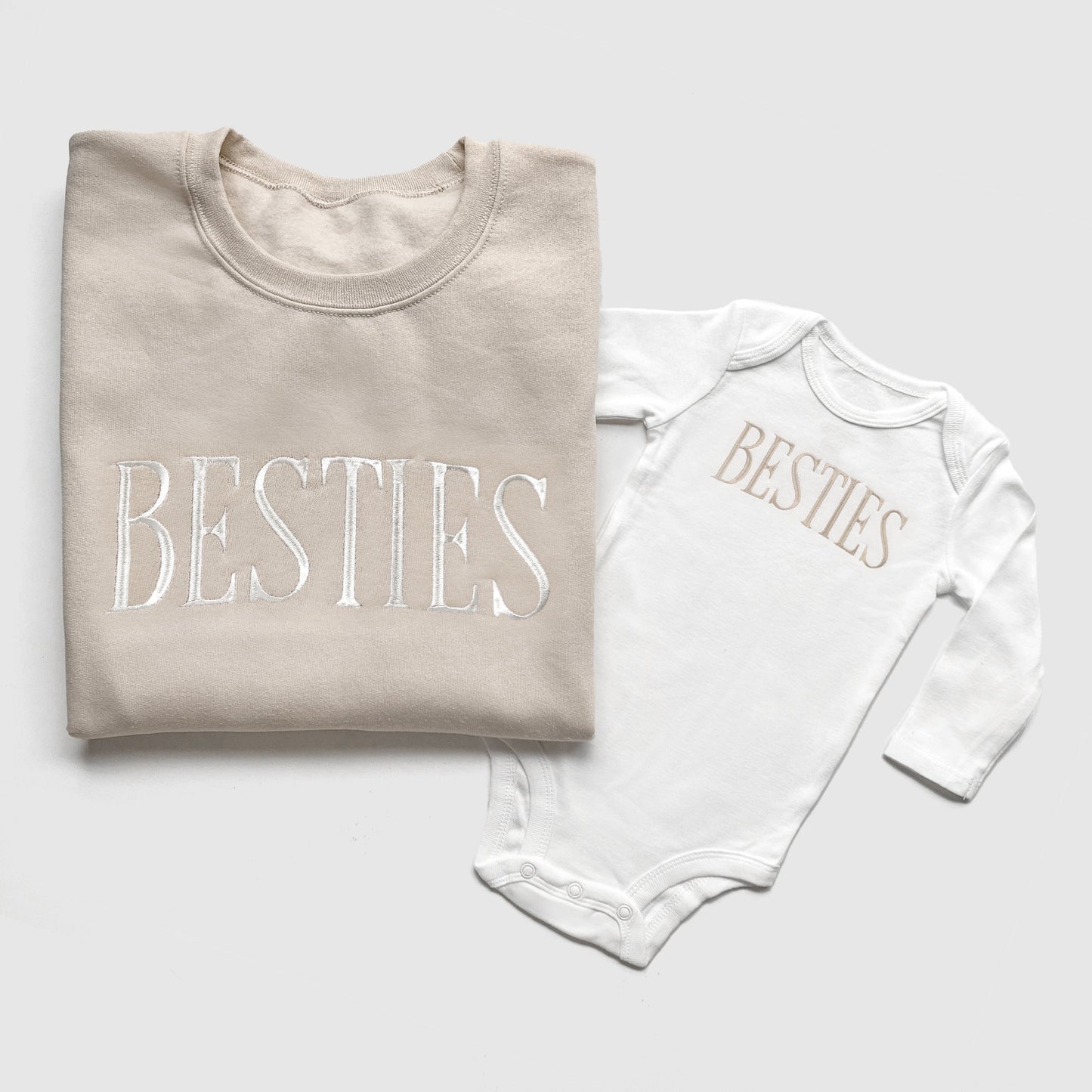 Besties Embroidered Matching Sweatshirts and Baby Outfits
