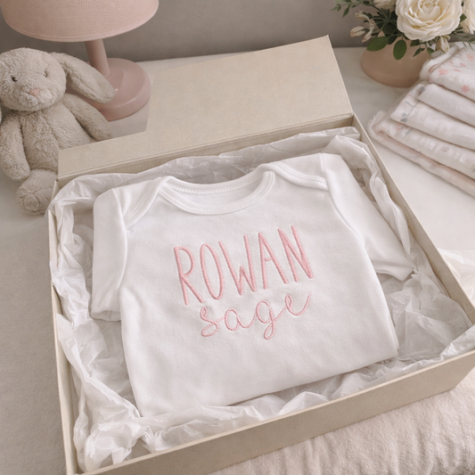 Personalized Newborn Name Outfit | Custom Baby Bodysuit & Hat Set gift image