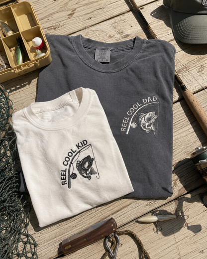 Matching Fishing Shirts | Reel Cool Dad & Kid Embroidered Tees