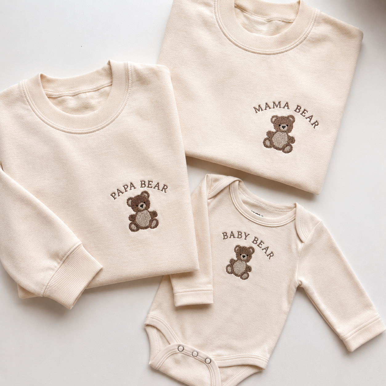 Papa Bear & Baby Bear Matching Sweatshirt Set | Embroidered Dad and Baby Outfit