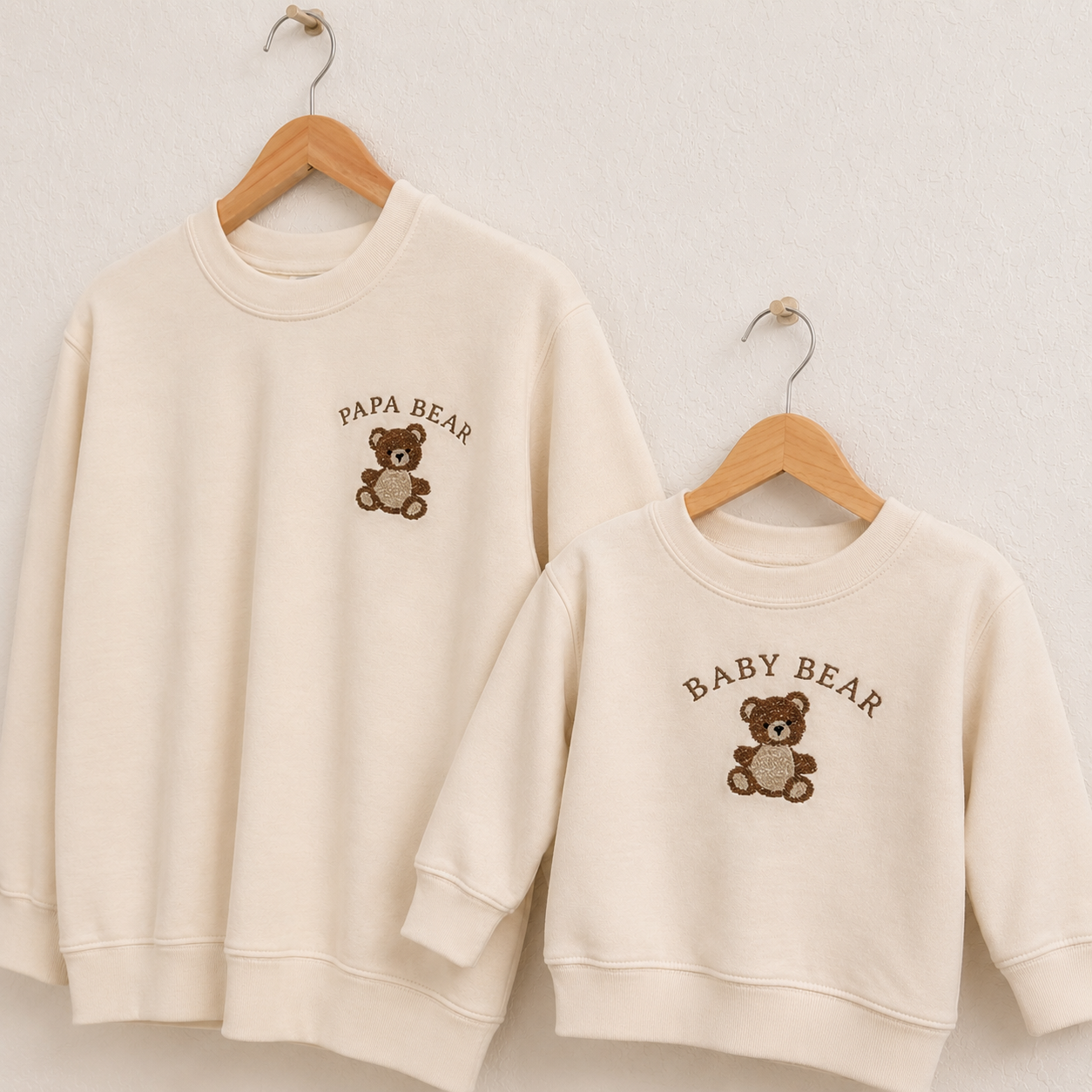 Papa Bear & Baby Bear Matching Sweatshirt Set | Embroidered Dad and Baby Outfit