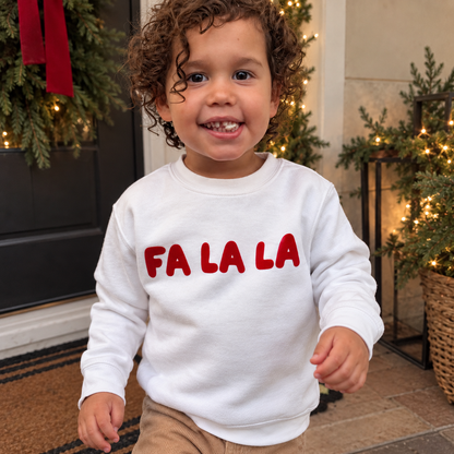 Fuzzy Velvet Fa La La Christmas Matching Sweatshirts & Baby Outfits
