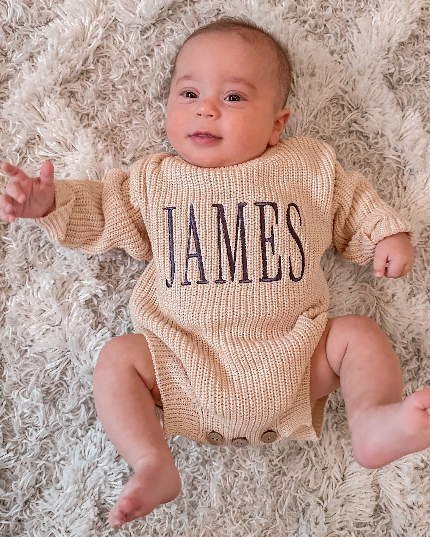 Personalized Embroidered Baby Sweater Romper