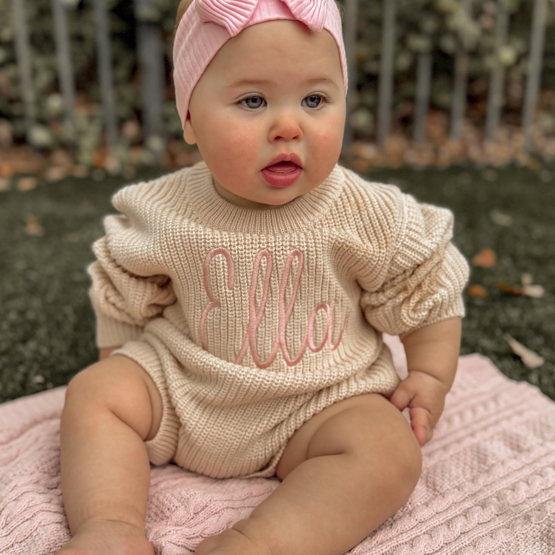 embroidered baby sweater romper custom heirloom personalized baby gift