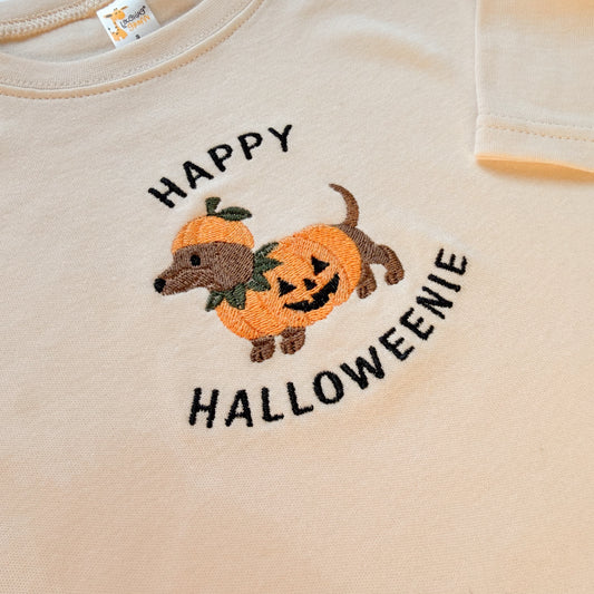 Embroidered Happy Halloweenie Pumpkin Dog Matching Family Shirts