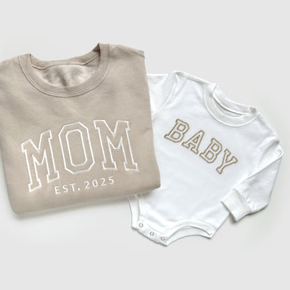 Neutral Embroidered Matching Family Outfits for Mom, Dad and Baby