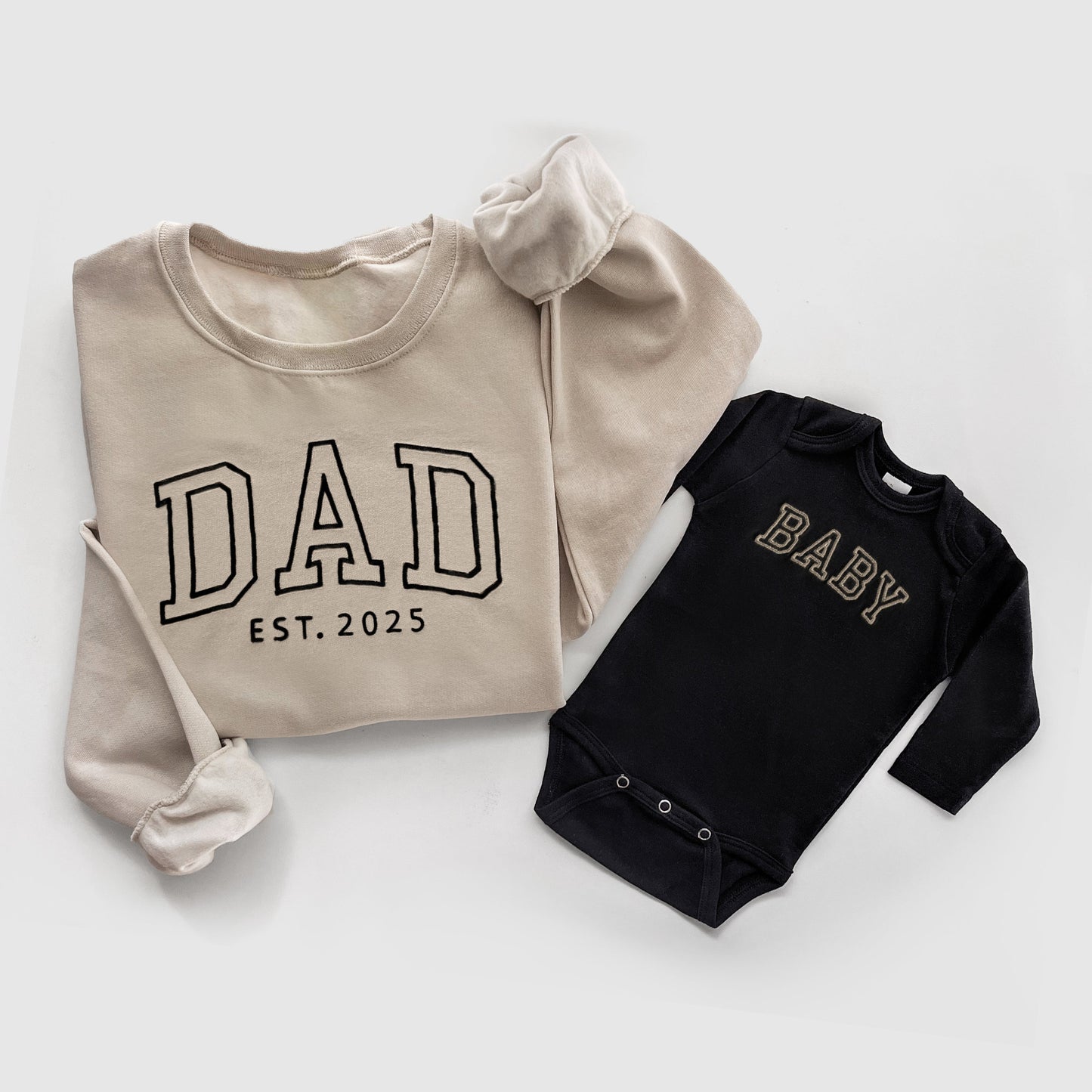 Neutral Embroidered Matching Family Outfits for Mom, Dad and Baby