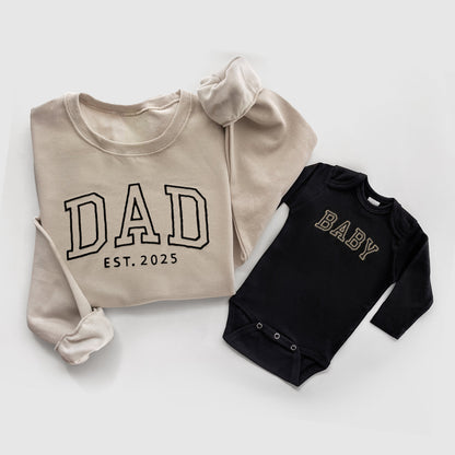 Neutral Embroidered Matching Family Outfits for Mom, Dad and Baby