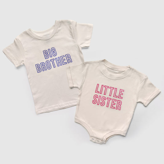 little brother big brother shirts, sibling matching shirts, big sister little sister, custom embroidered shirts