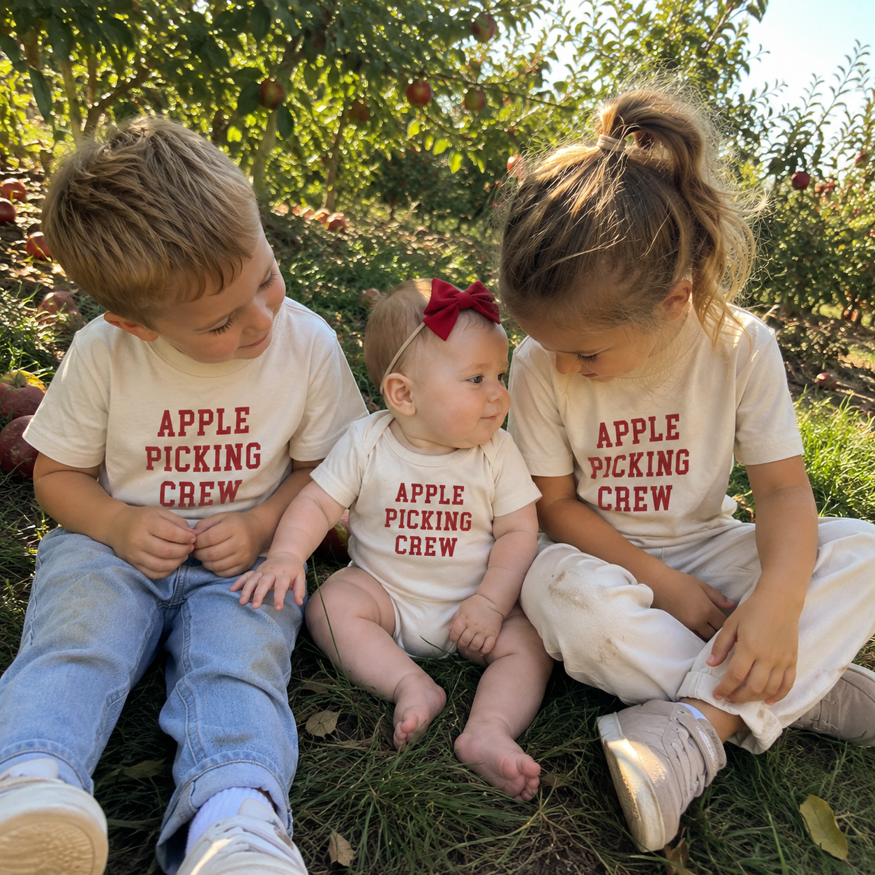 Apple Picking Crew Matching Family Shirts | Cream Fall Graphic Tees