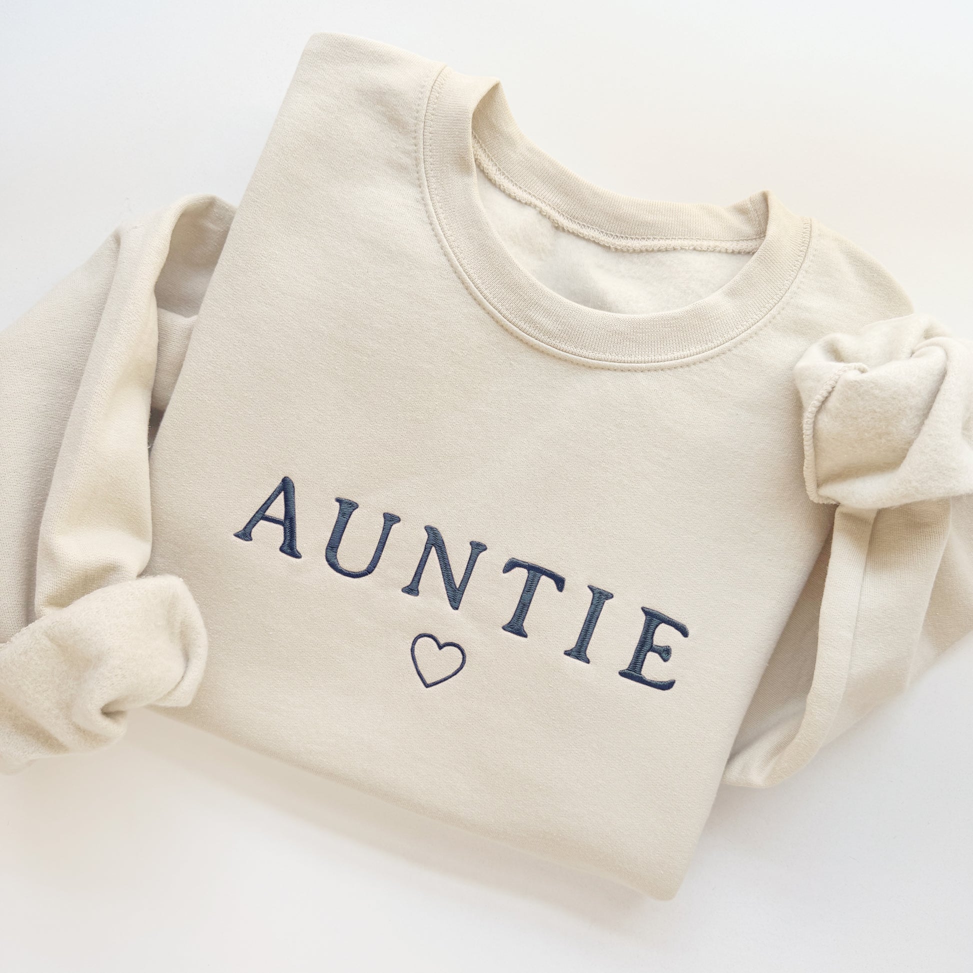 Personalized Auntie crewneck sweatshirt made from soft fleece lined poly cotton blend