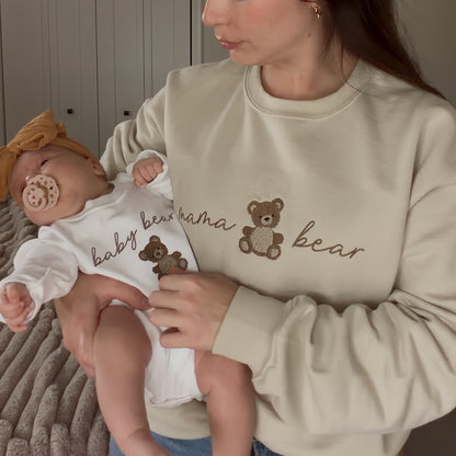 Mama Bear & Baby Bear Embroidered Matching Sweatshirts & Baby Outfits