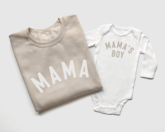 Mama and Mama's Boy Neutral Mommy and Me Outfits sweatshirts onesies mother son matching
