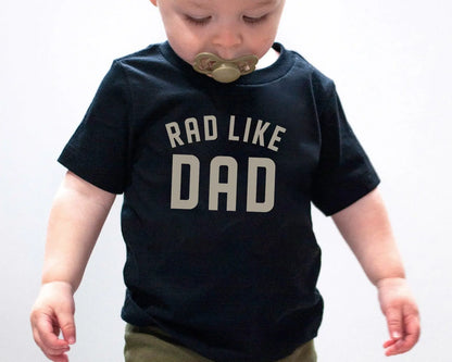rad dad rad like dad neutral baby onesies bodysuits t shirts matching daddy and me dad and son or daughter twinning beige black white