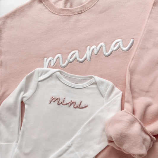3D Puff Embroidered Mama & Mini Matching Set