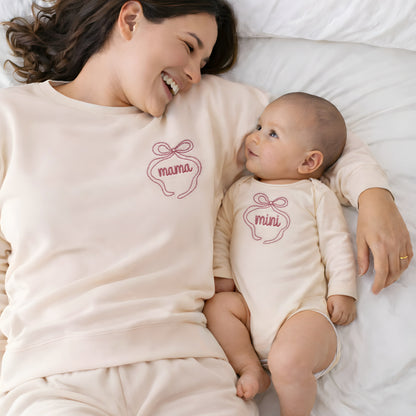 Bow Mama & Mini Matching Sweatshirt Set | Embroidered Mom and Baby Outfit