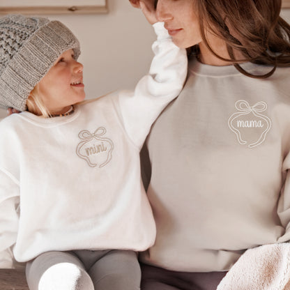 Bow Mama & Mini Matching Sweatshirt Set | Embroidered Mom and Baby Outfit