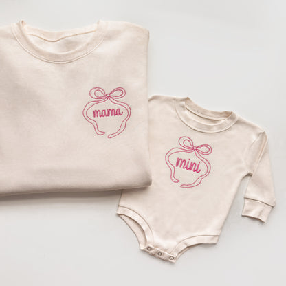 Bow Mama & Mini Matching Sweatshirt Set | Embroidered Mom and Baby Outfit