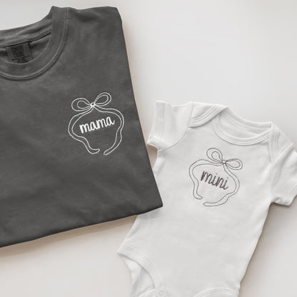 Bow Mama & Mini Matching Set | Embroidered Mom and Baby Outfit