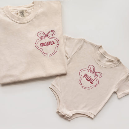 Bow Mama & Mini Matching Set | Embroidered Mom and Baby Outfit