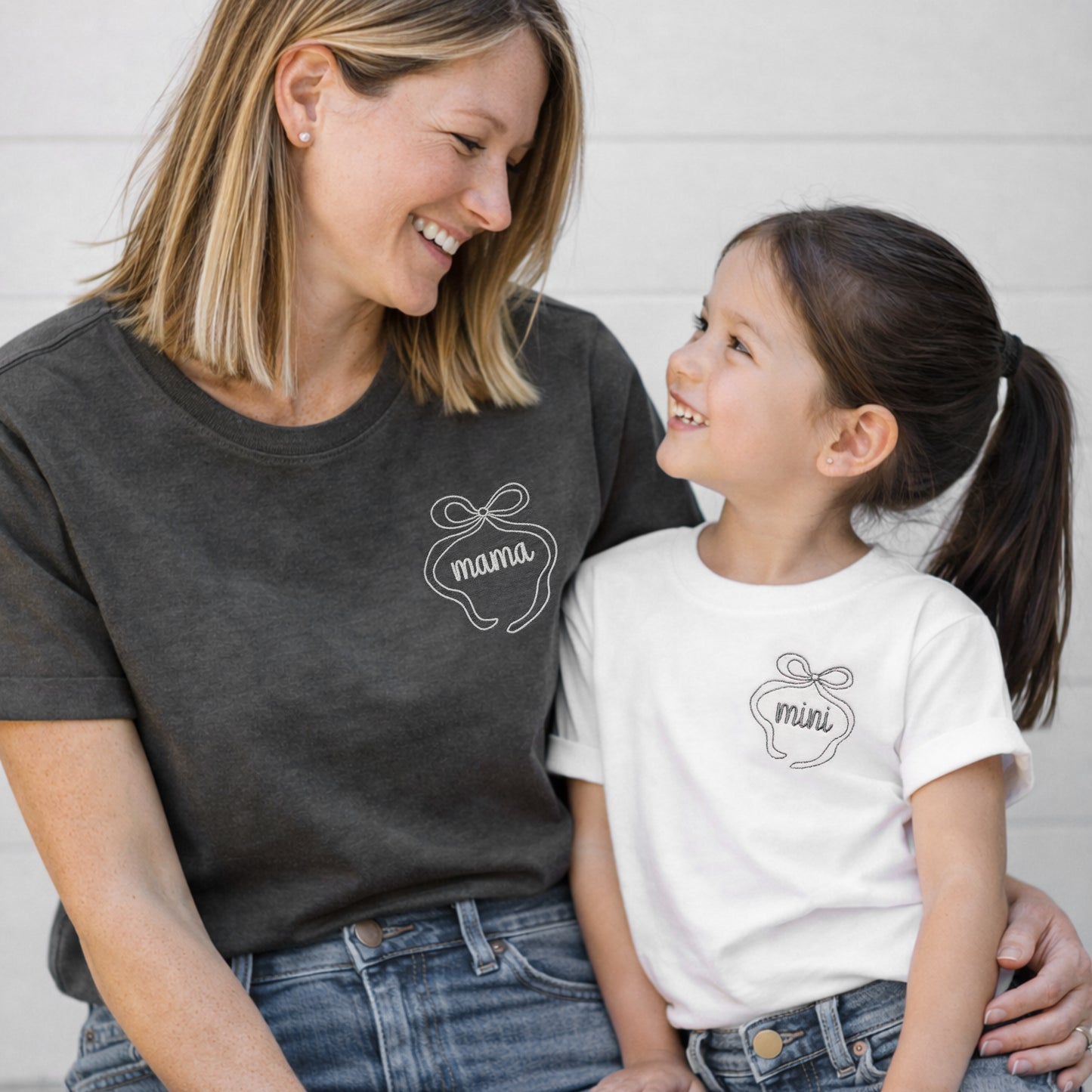 Bow Mama & Mini Matching Set | Embroidered Mom and Baby Outfit